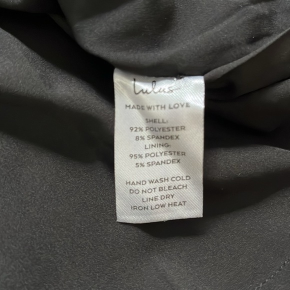 Lulu's What a Stunner Black Satin Asymmetrical A-Line Mini Dress Size M - Picture 13 of 13